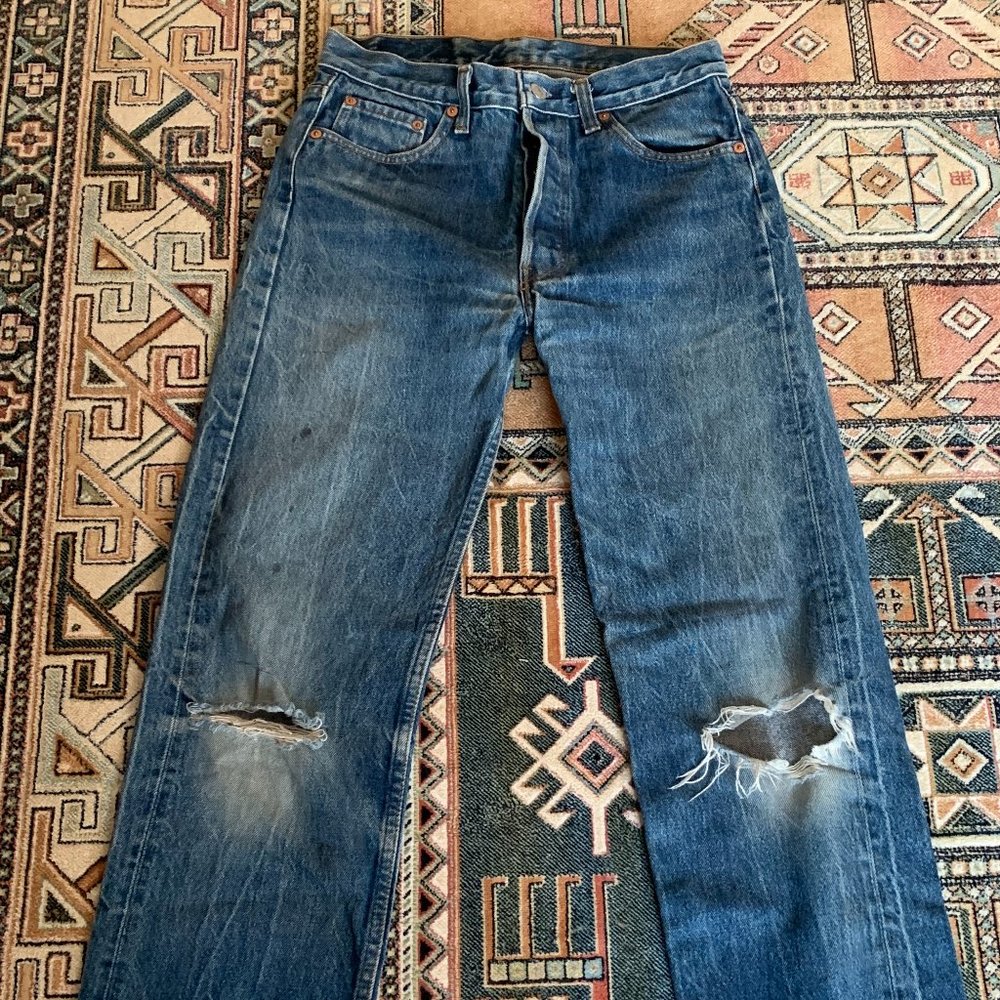 90s Vintage 1990s Levis 501 Blue Stonewashed Faded  Jeans Size  31W x 33 L
